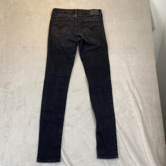 Levis Woman's 711 Skinny Jeans 26x32 Black Stretch Denim - Picture 12 of 12